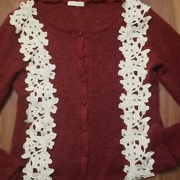 Modcloth Red Fuzzy Cardigan - Picture 2 of 9